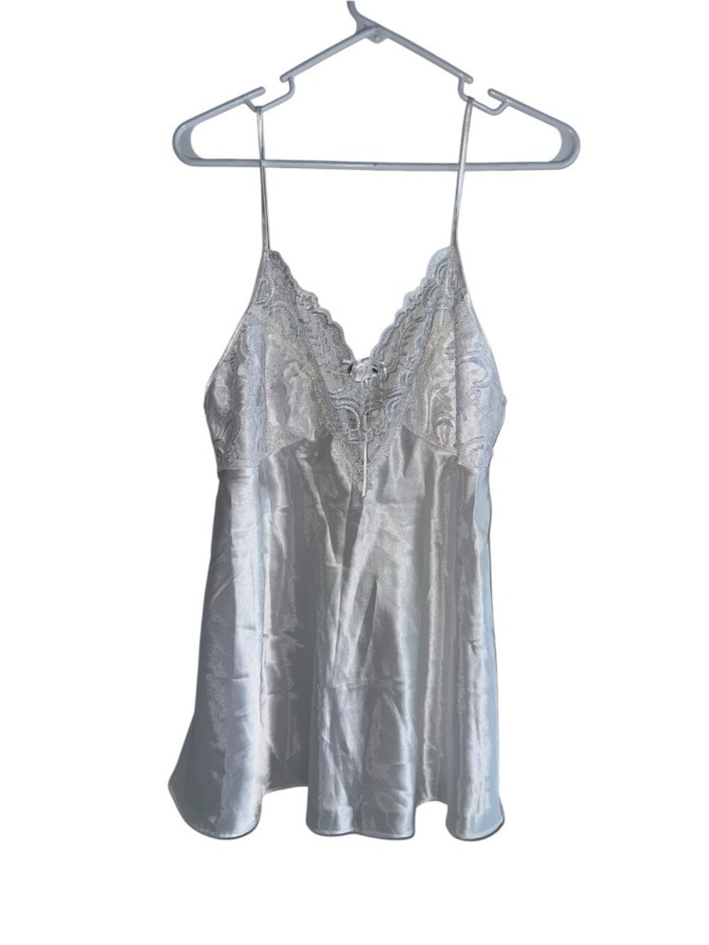 Cinema Etoile Womens Lingerie Chemise Sz M White Satin Lace Bridal Coquette